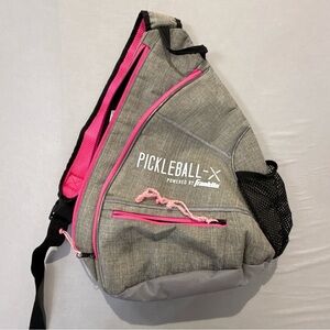 Franklin Pickleball Gray and Pink Crossbody Bag Hold Rackets, Balls, and acces